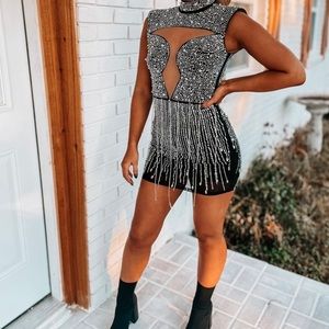 Black rhinestone party dress